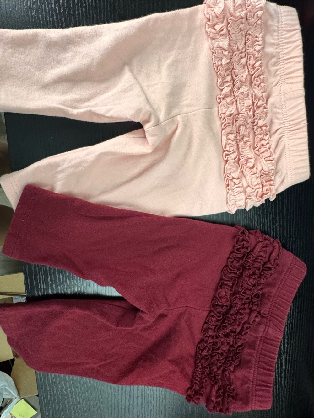 Old Navy Girls Ruffle Waist Leggings - Light Pink & Burgundy